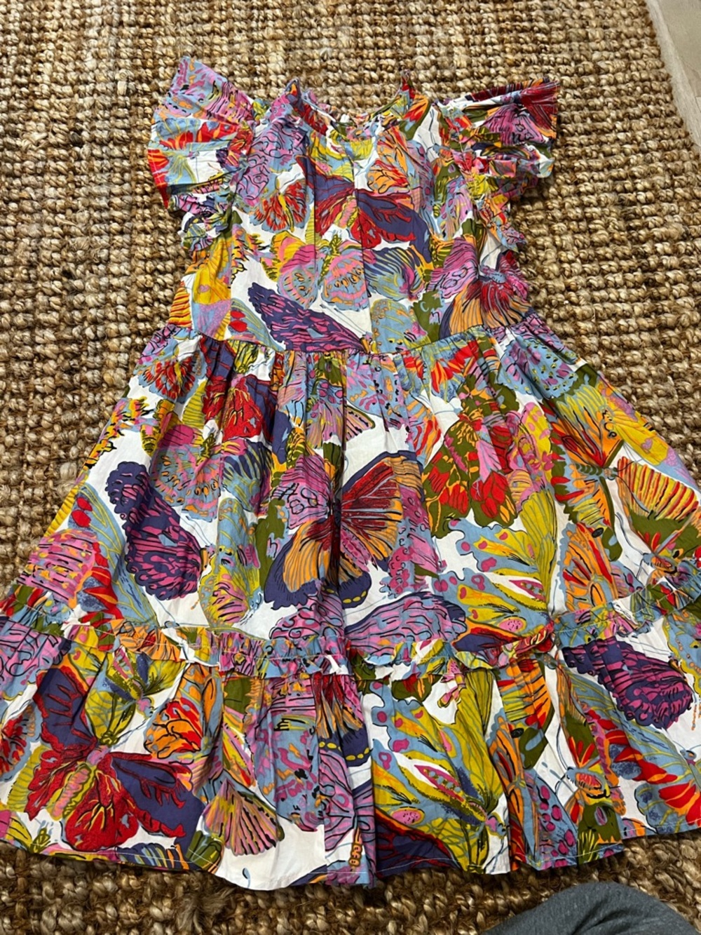 Women’s Multicolor Print Flutter Sleeve Dress